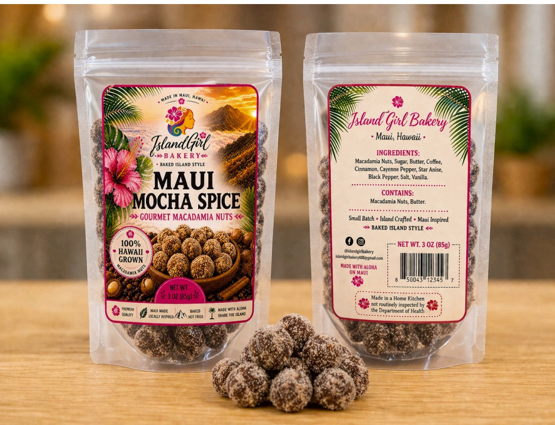 Maui Mocha Spice Macadamia Nuts - 3 oz. | Island Girl Bakery